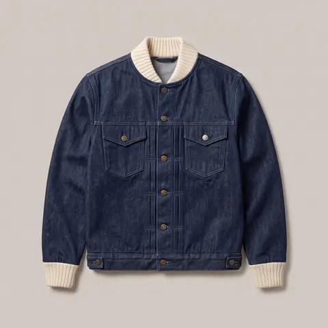Casaca de denim con cuello de alpaca